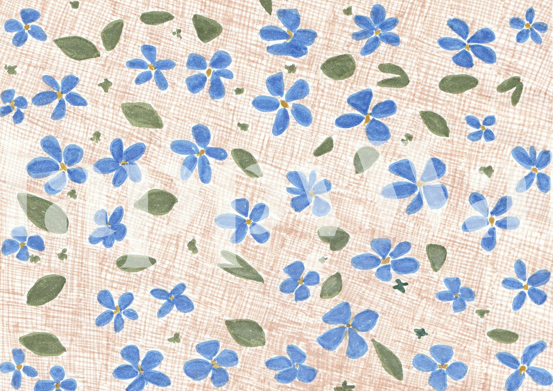 Floral Harmony in Blue wallpaper pattern in a room