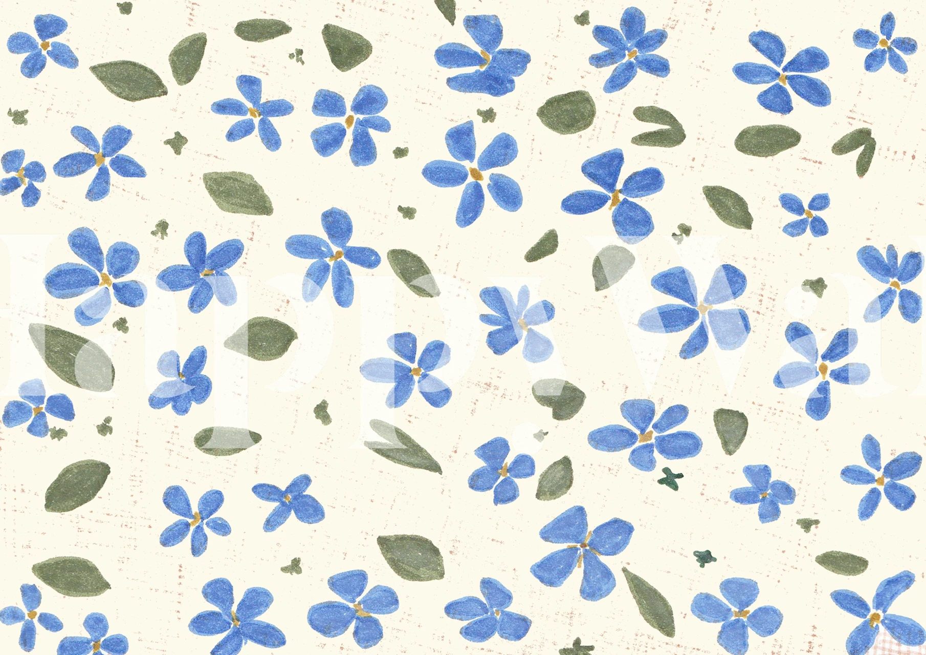 Floral Blue Dreamscape tapetti huoneessa