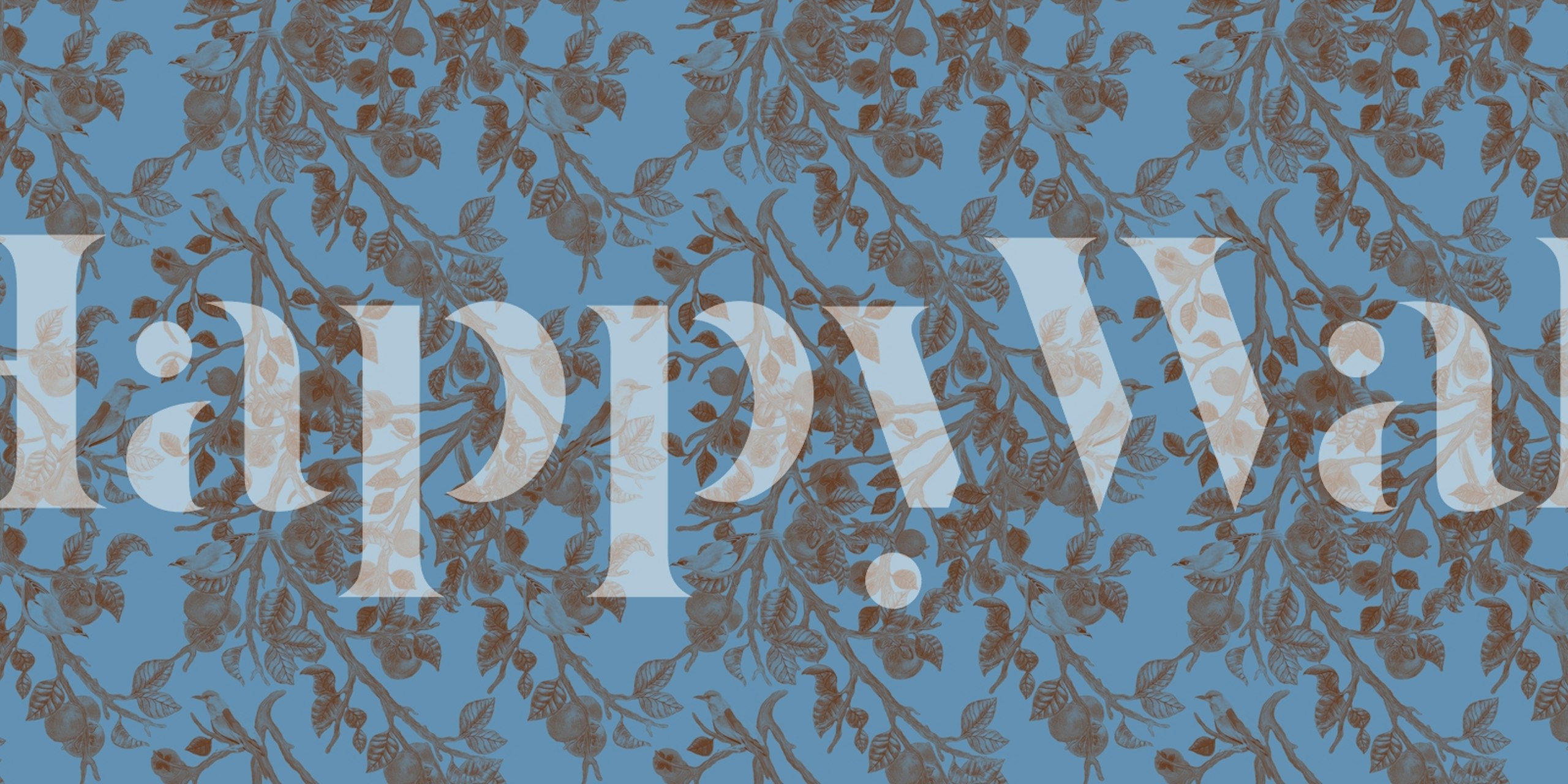 Persimmons and Indian Rollers in Blue wallpaper design