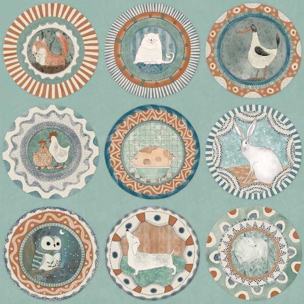 Whimsy Animal Plate Gallery Mint Terracotta