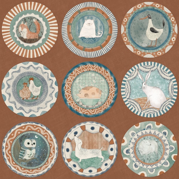 Whimsy Animal Plate Gallery Terracotta Mint