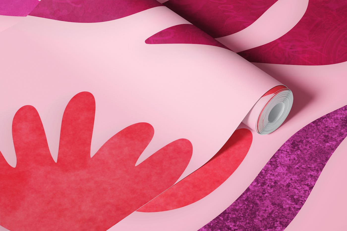 Groovy Magenta Leaf Shapes wallpaper roll