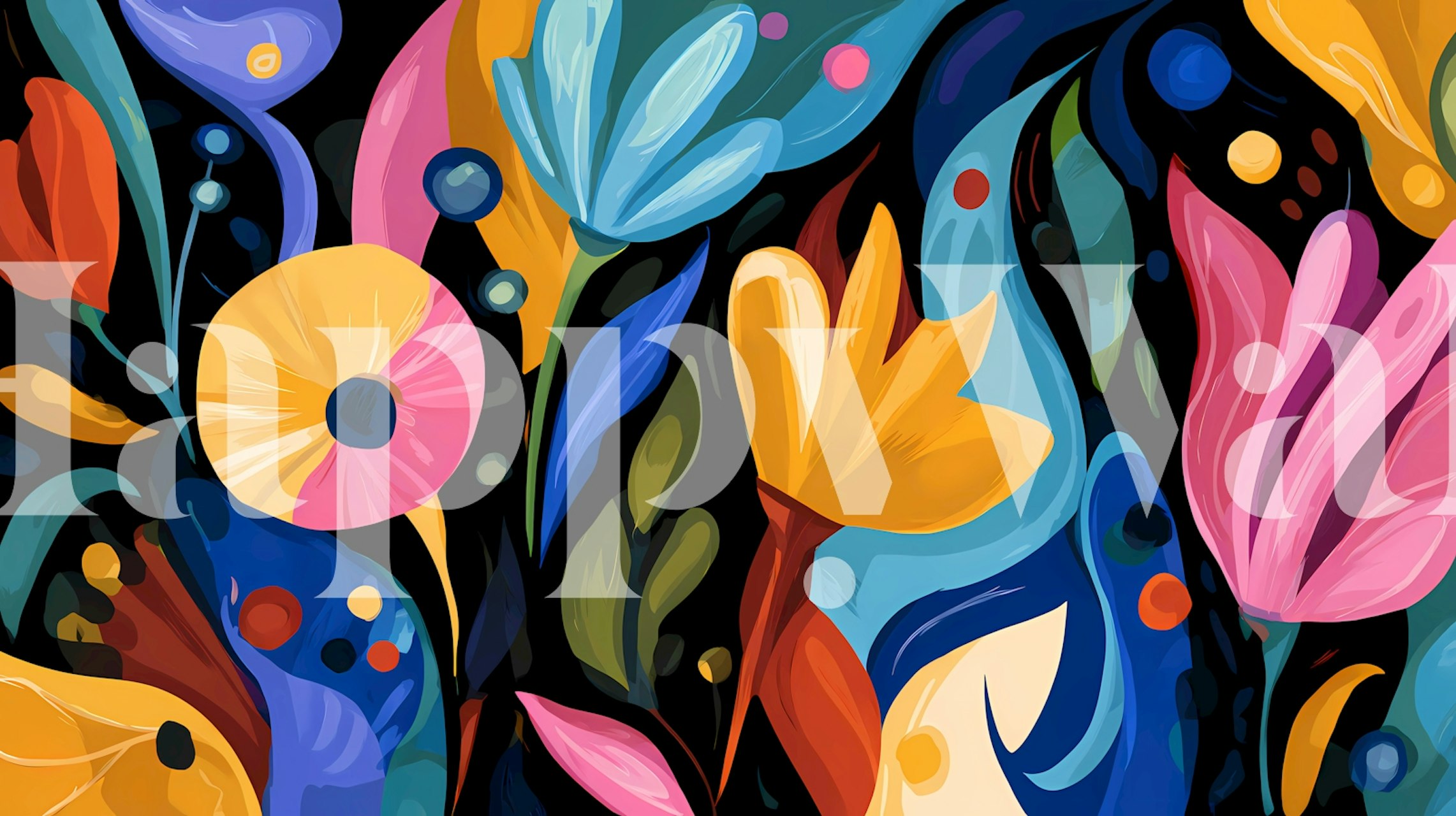 Dynamic Floral Harmony wallpaper in a room