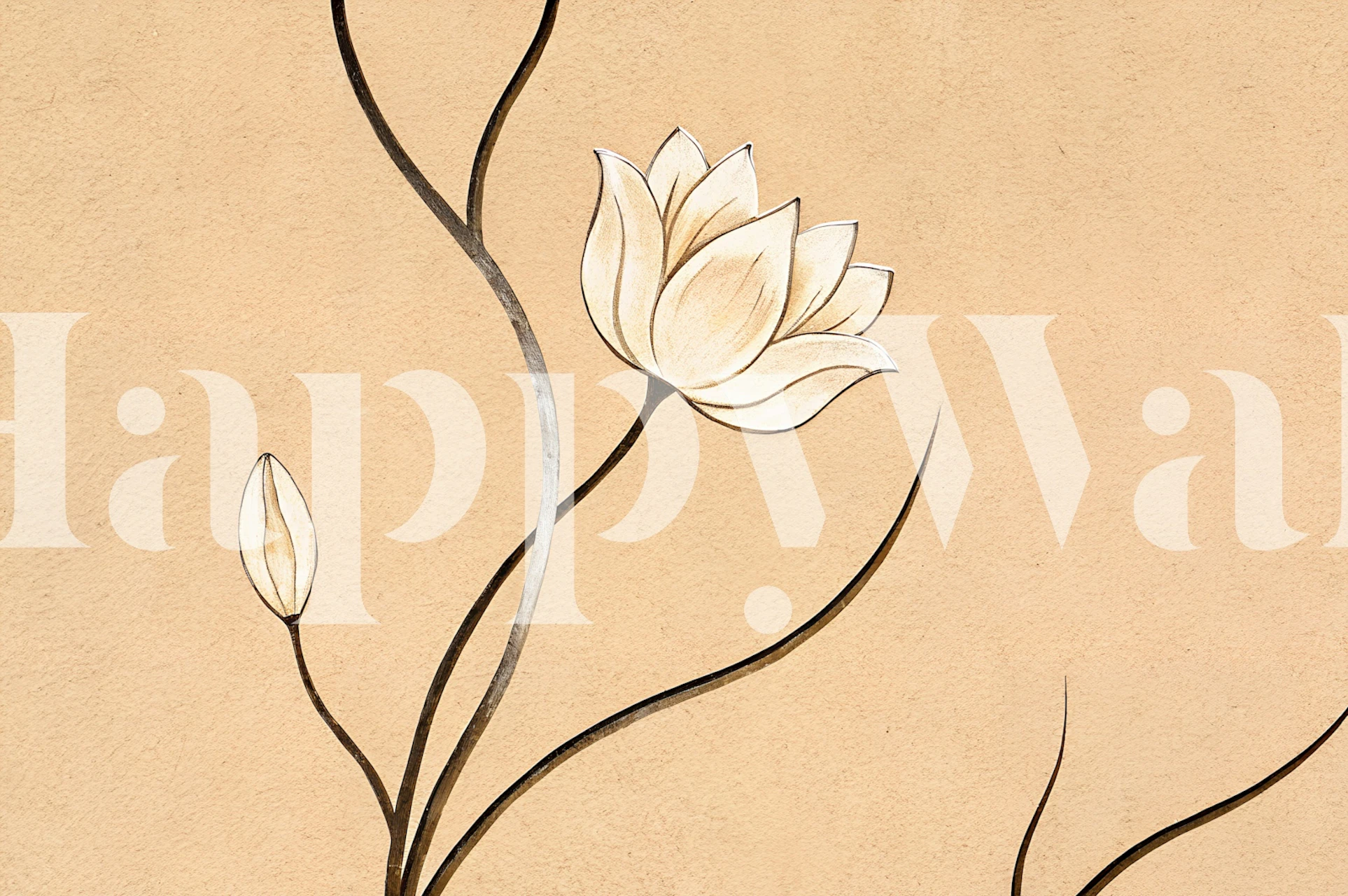 Minimalist blossom wallpaper in een kamer