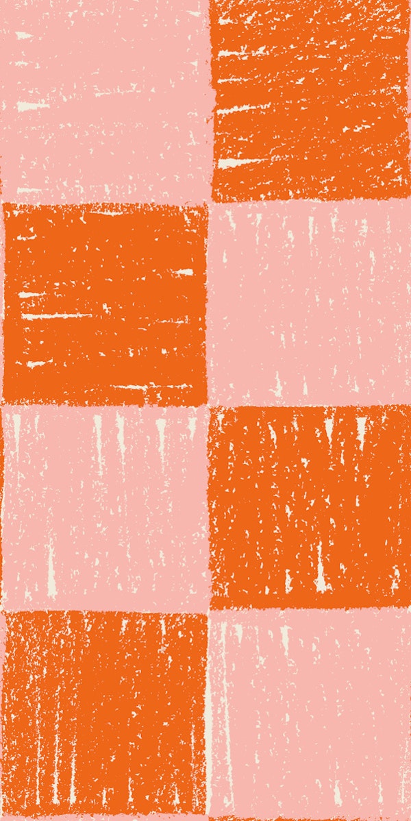 Hand Drawn Checkerboard Pink and Orange