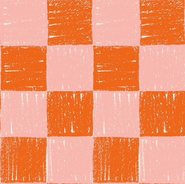 Small Hand Drawn Checkerboard Pink Orange
