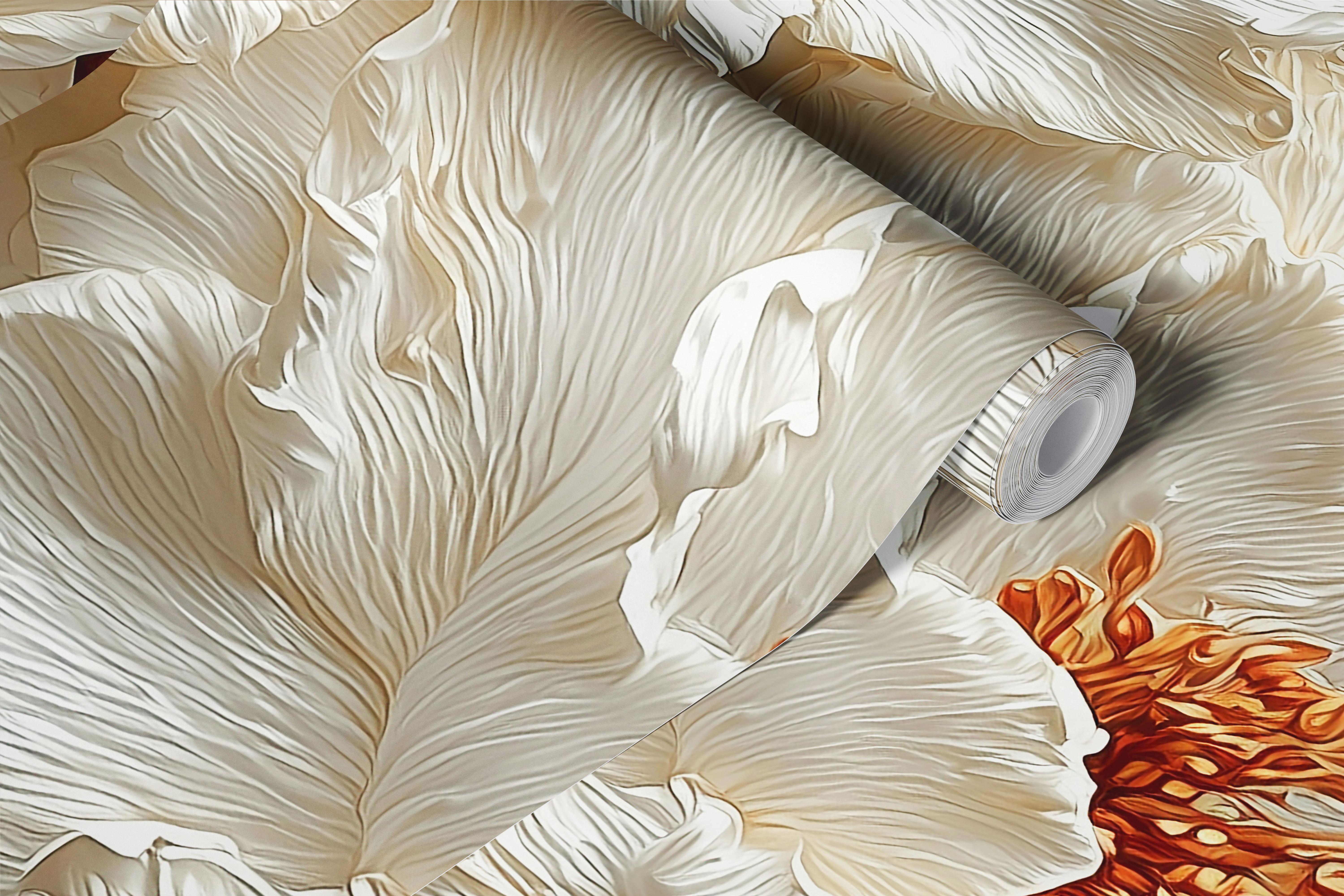 Ivory floral stucco wallpaper in a room