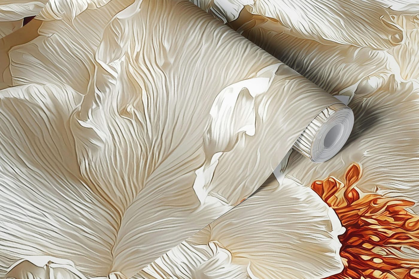 Ivory Floral Stucco wallpaper roll