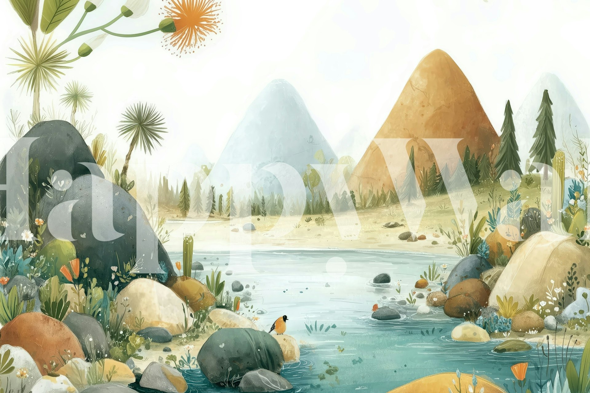 Serene Child Oasis wallpaper in a cozy room