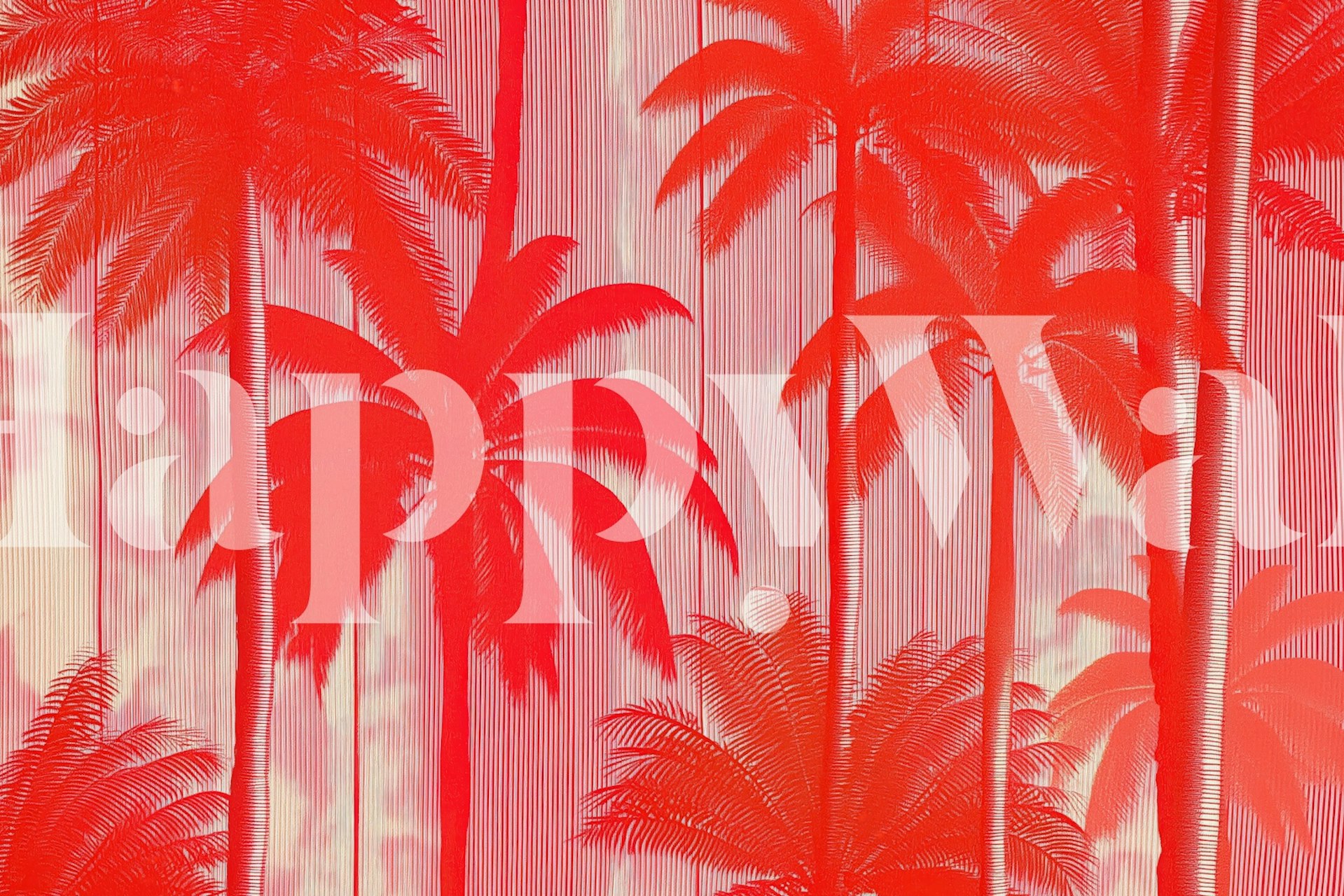 Vibrant Tropical Red Palms wallpaper in a room