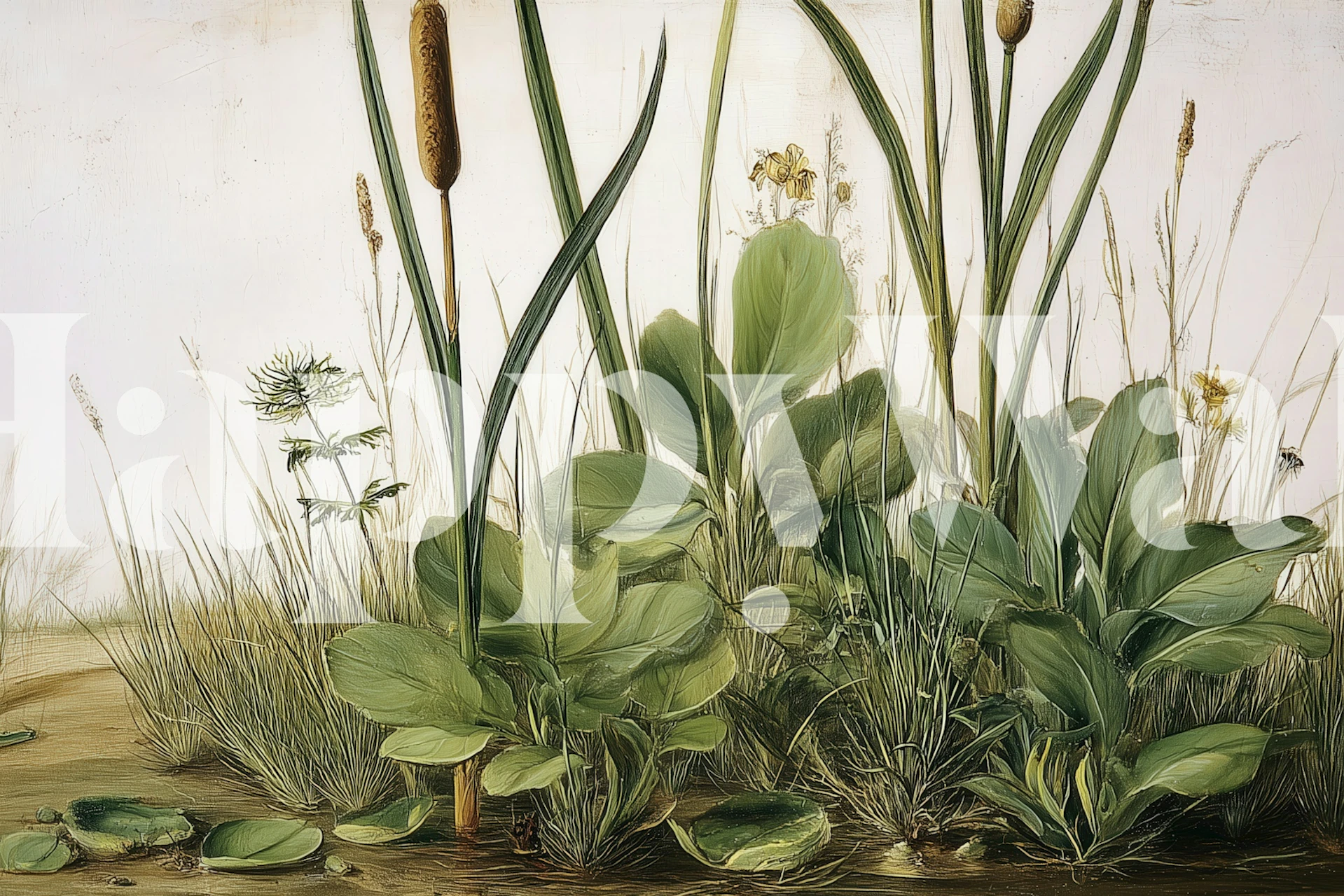 Lake Water Garden wallpaper in a room setting