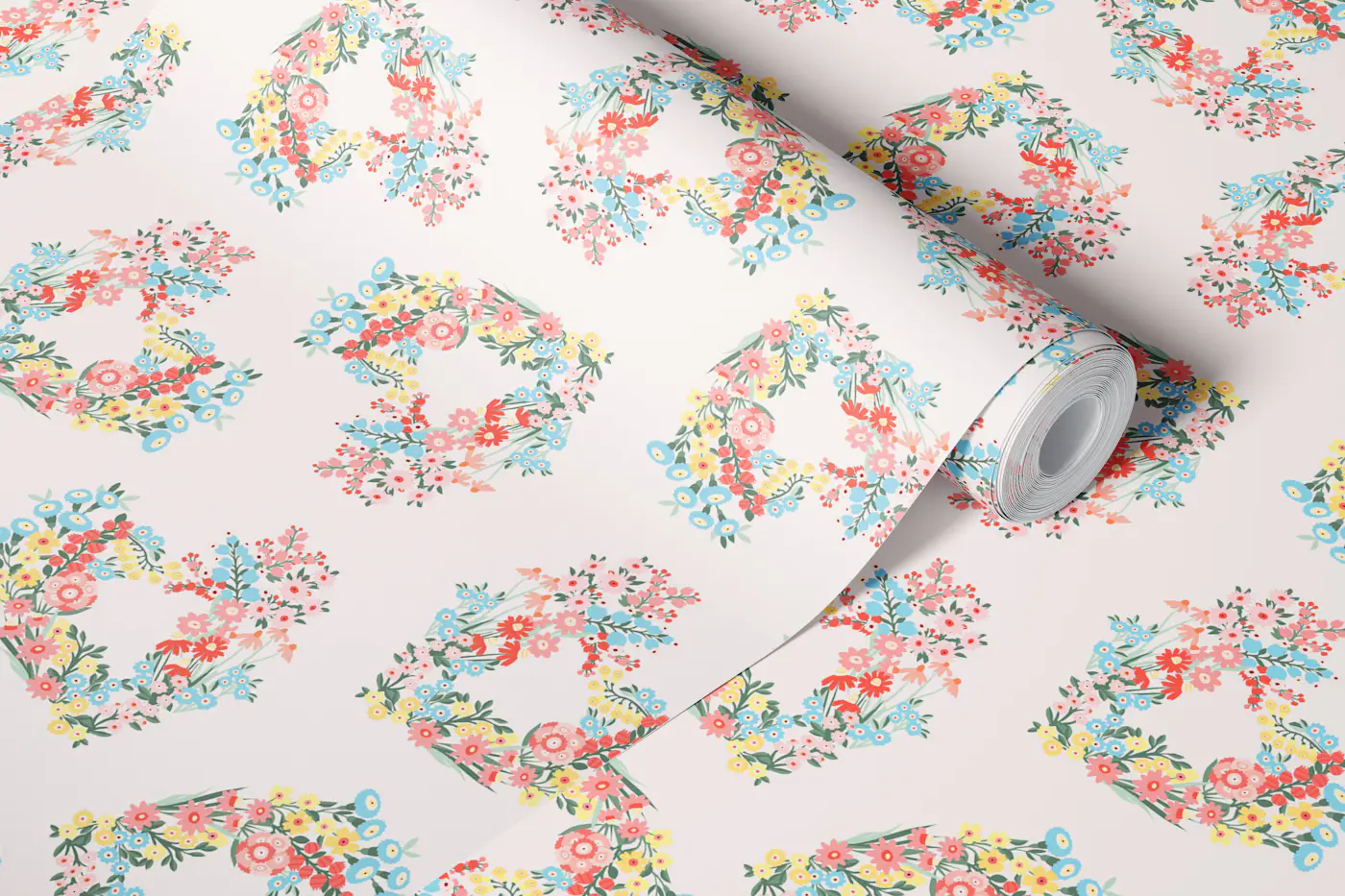 Charming Flower Bouquet Hearts wallpaper roll