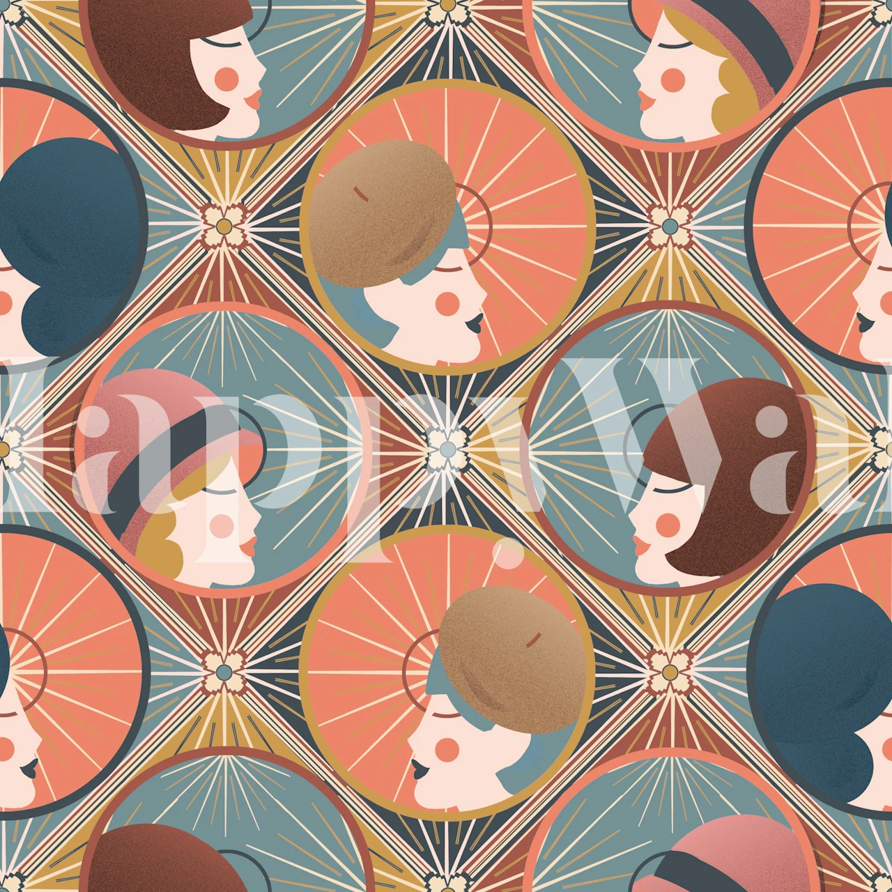 Elegant Art Deco Ladies wallpaper design