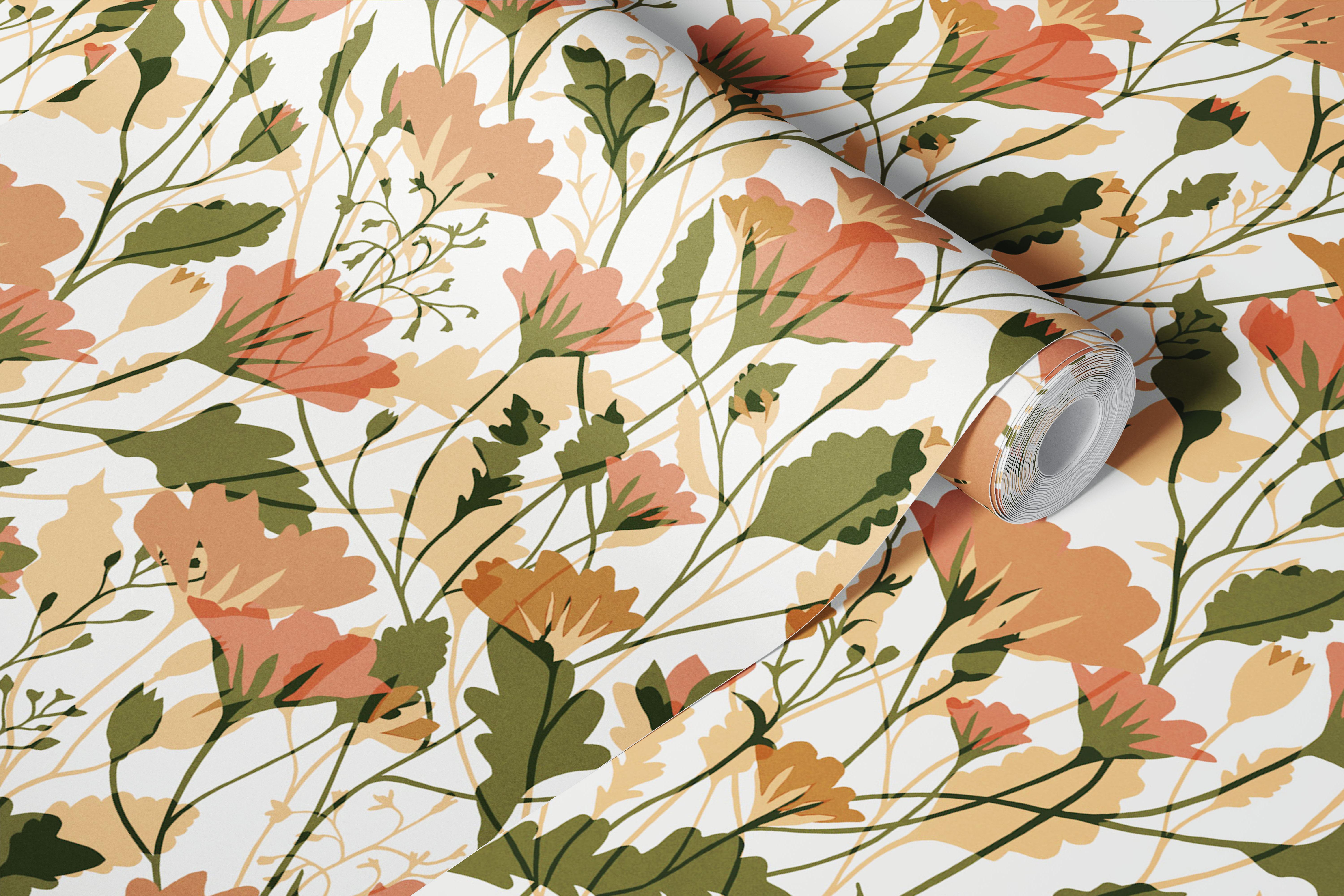 Wildflowers - Ochre Sprig wallpaper in room