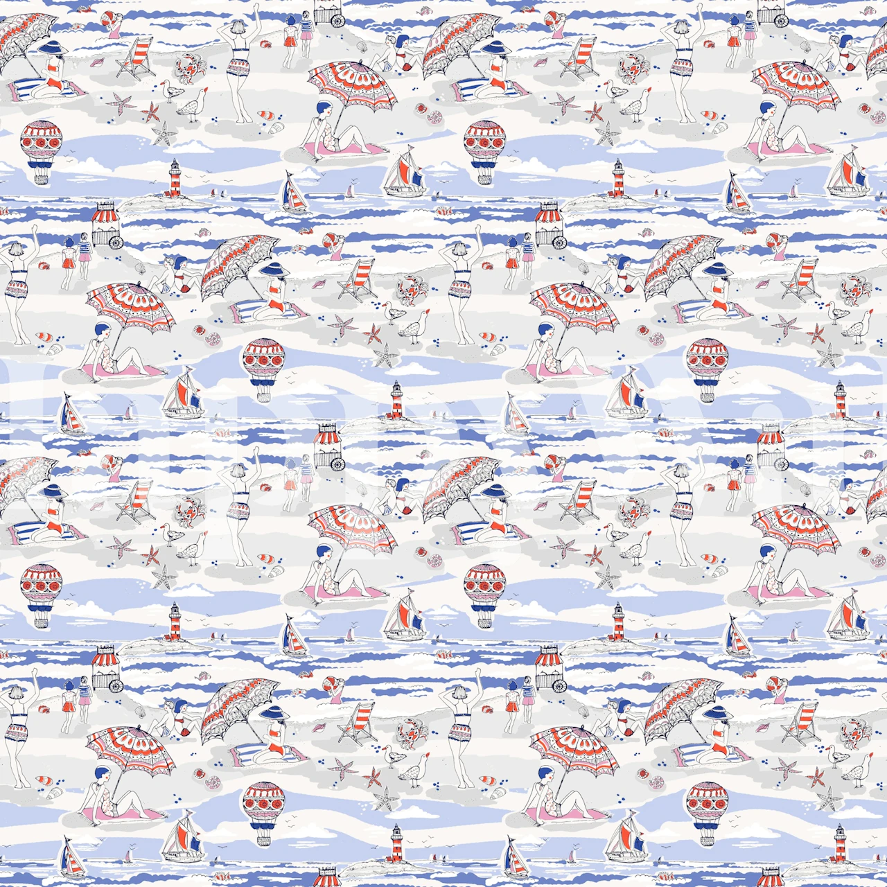 Retro Beach Day Scene wallpaper in a room