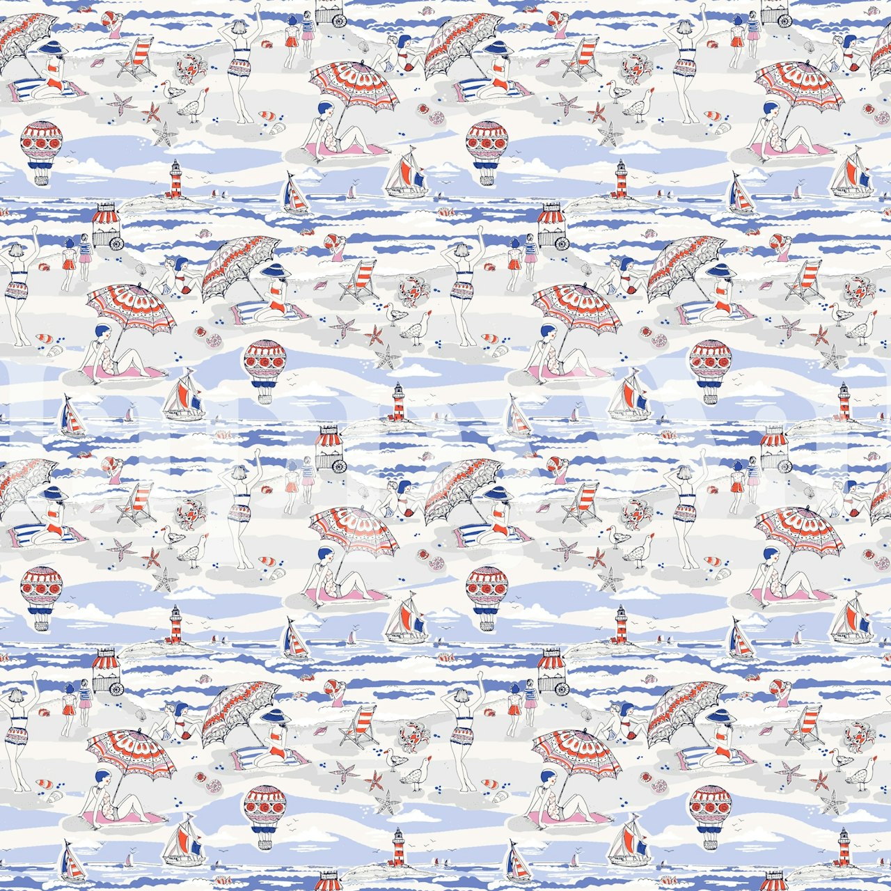 Retro Beach Day Scene wallpaper in a room