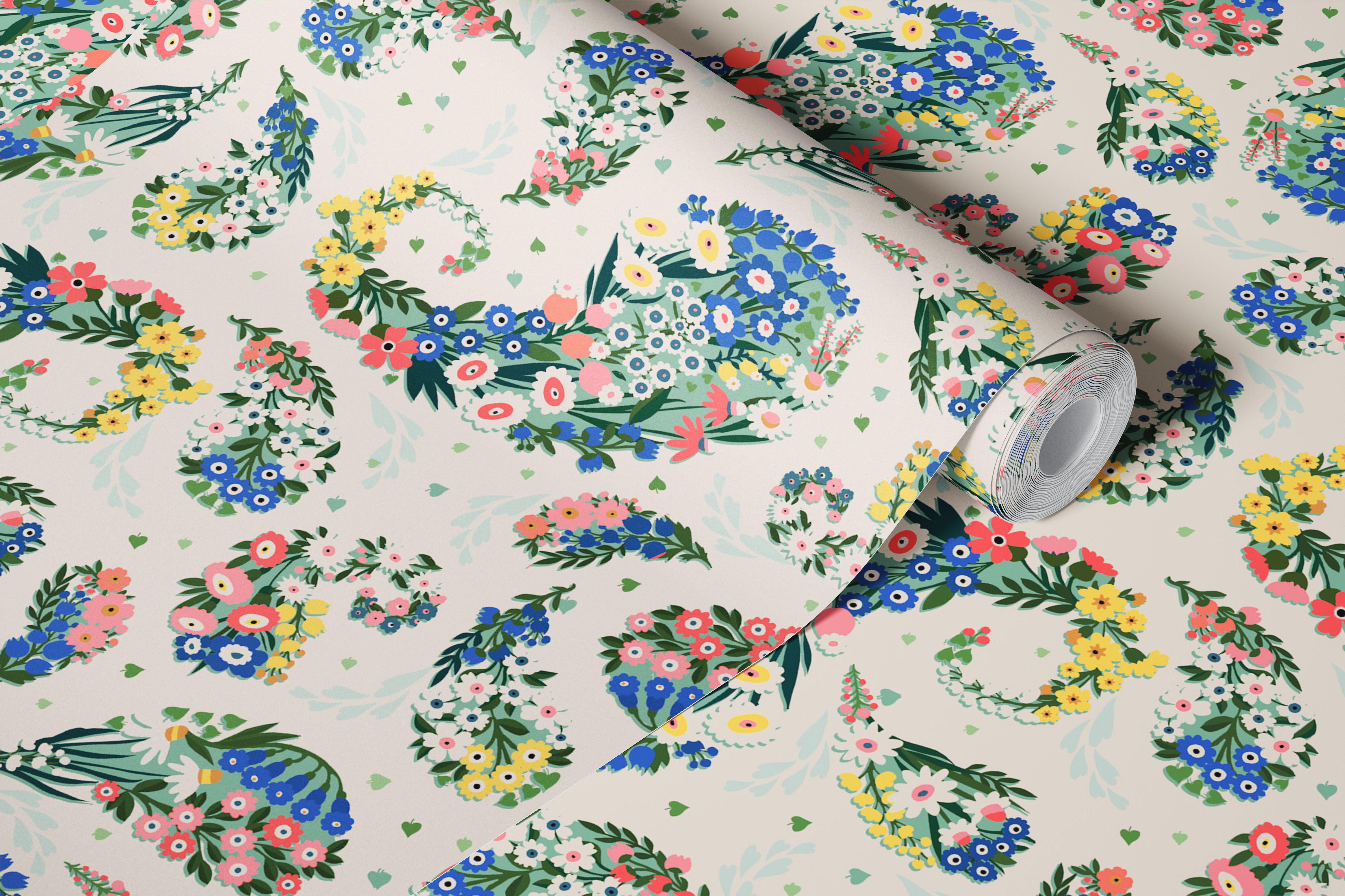 Blooming Paisley Floral wallpaper in a room