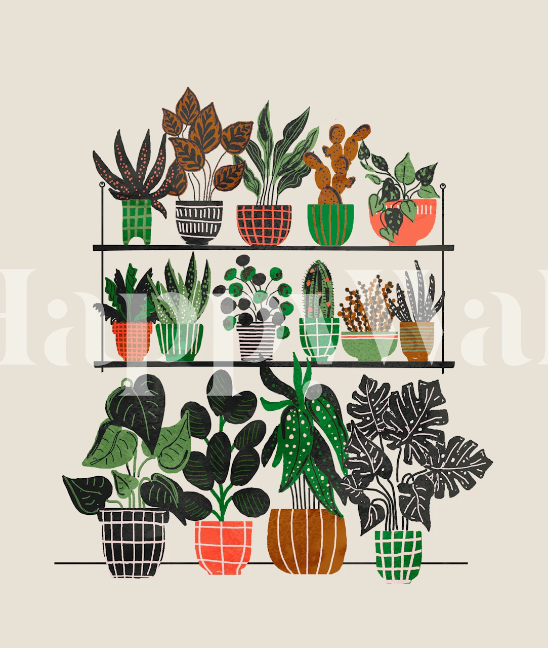 Retro Indoor Garden Tapete in einem Zimmer