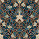 Art nouveau stained glass teal