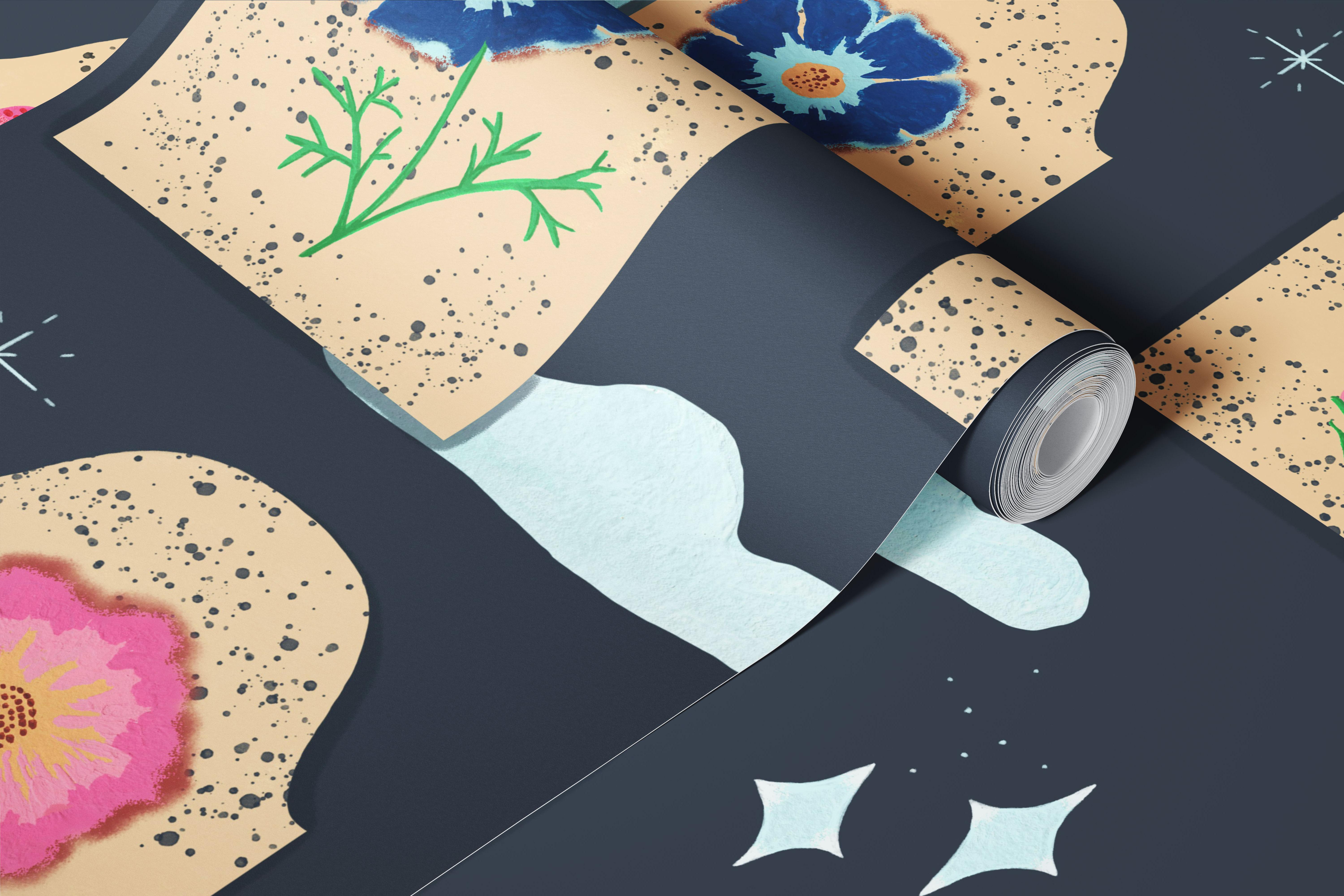 CosmicFlowers wallpaper design in a room