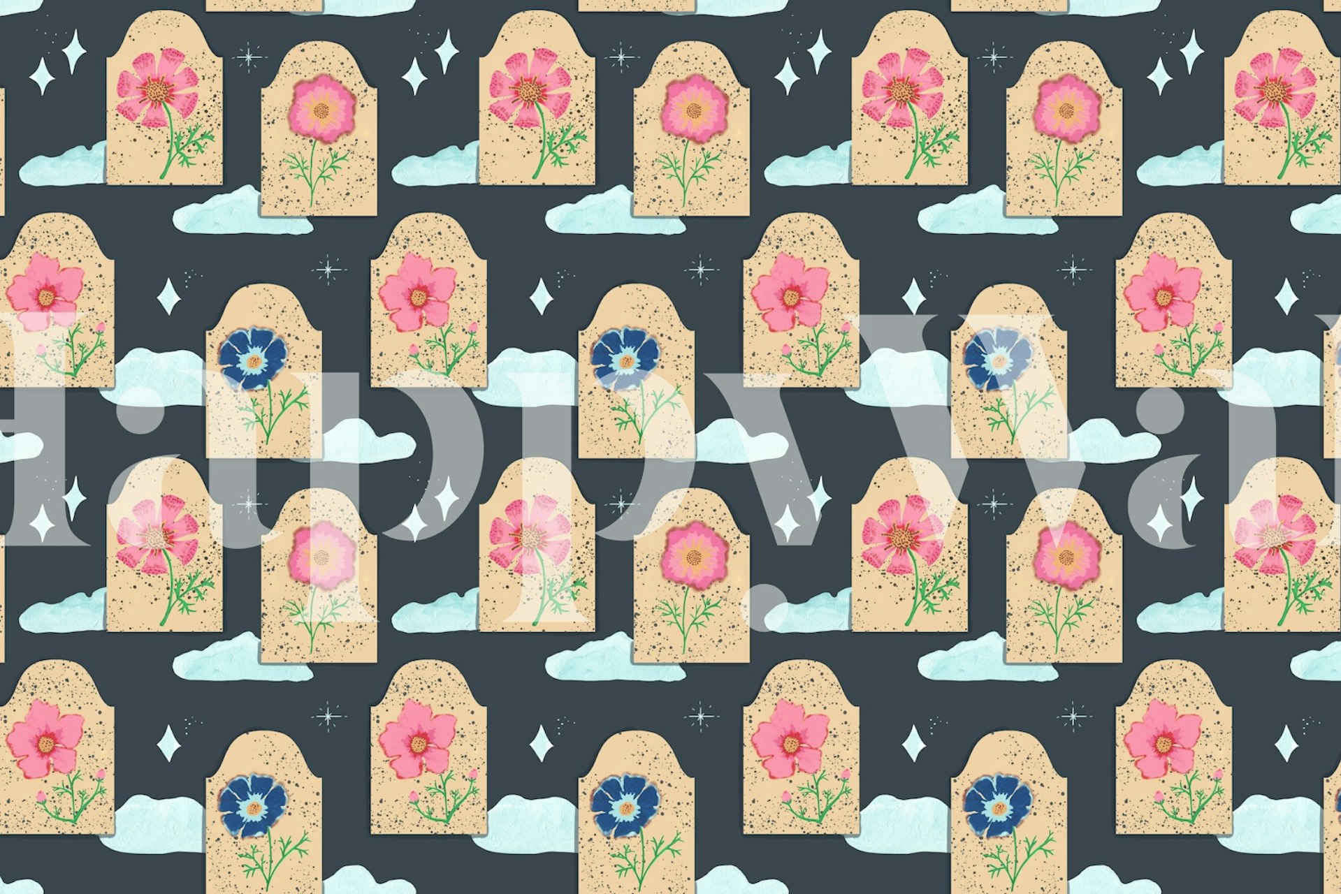 CosmicFlowers wallpaper design in a room