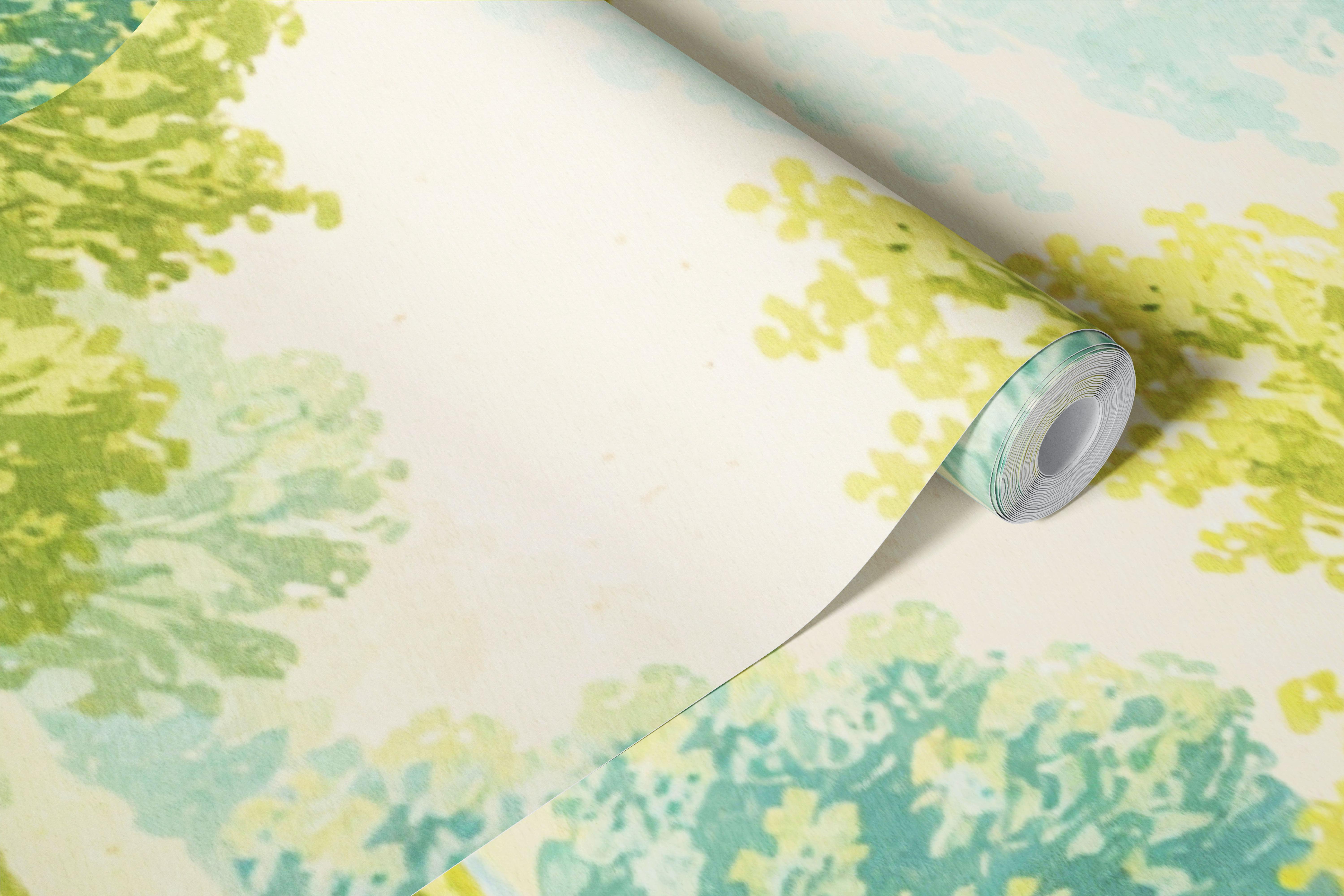 Vintage Serene River Landscape wallpaper in room