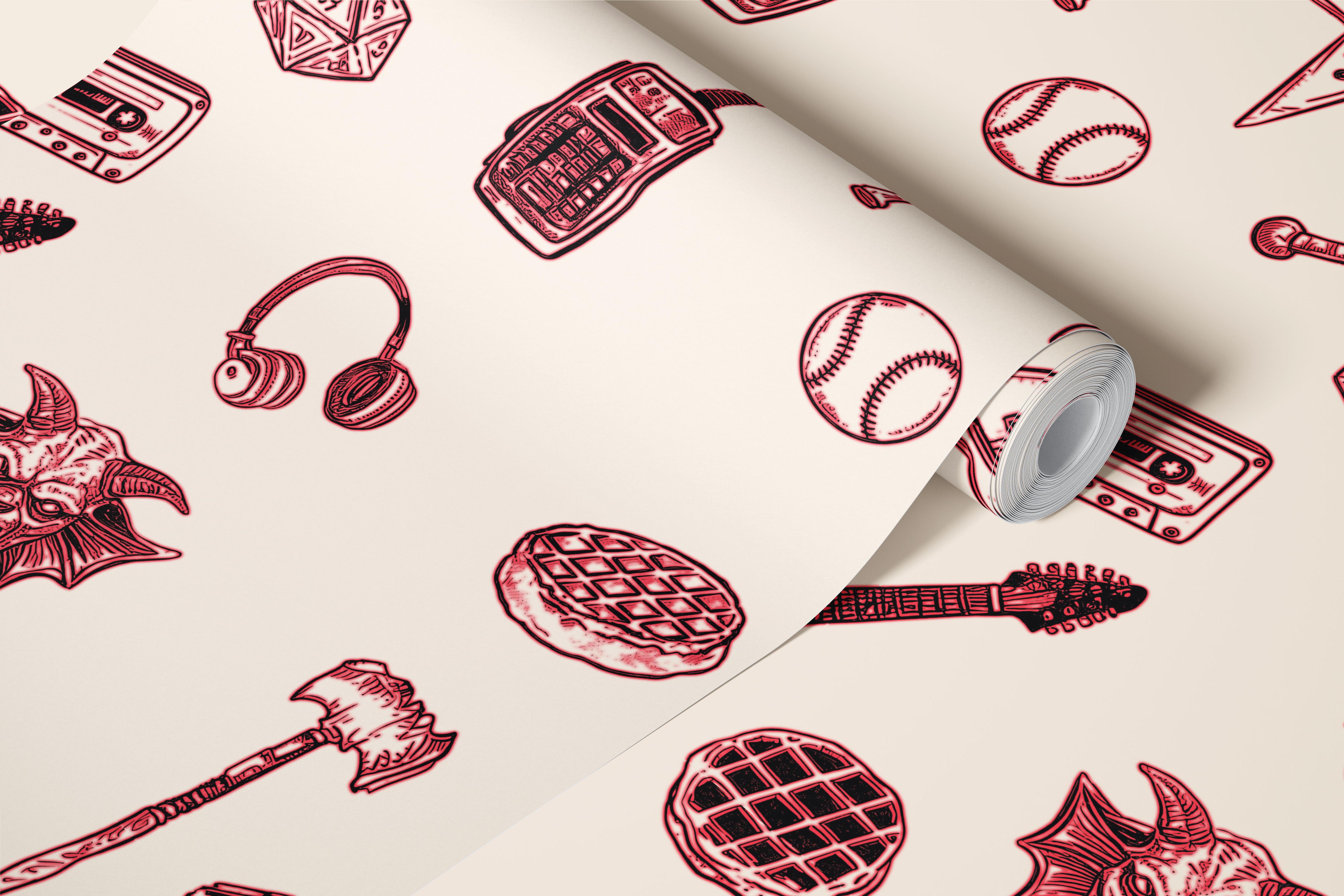 Design tapety Retro light display w pokoju