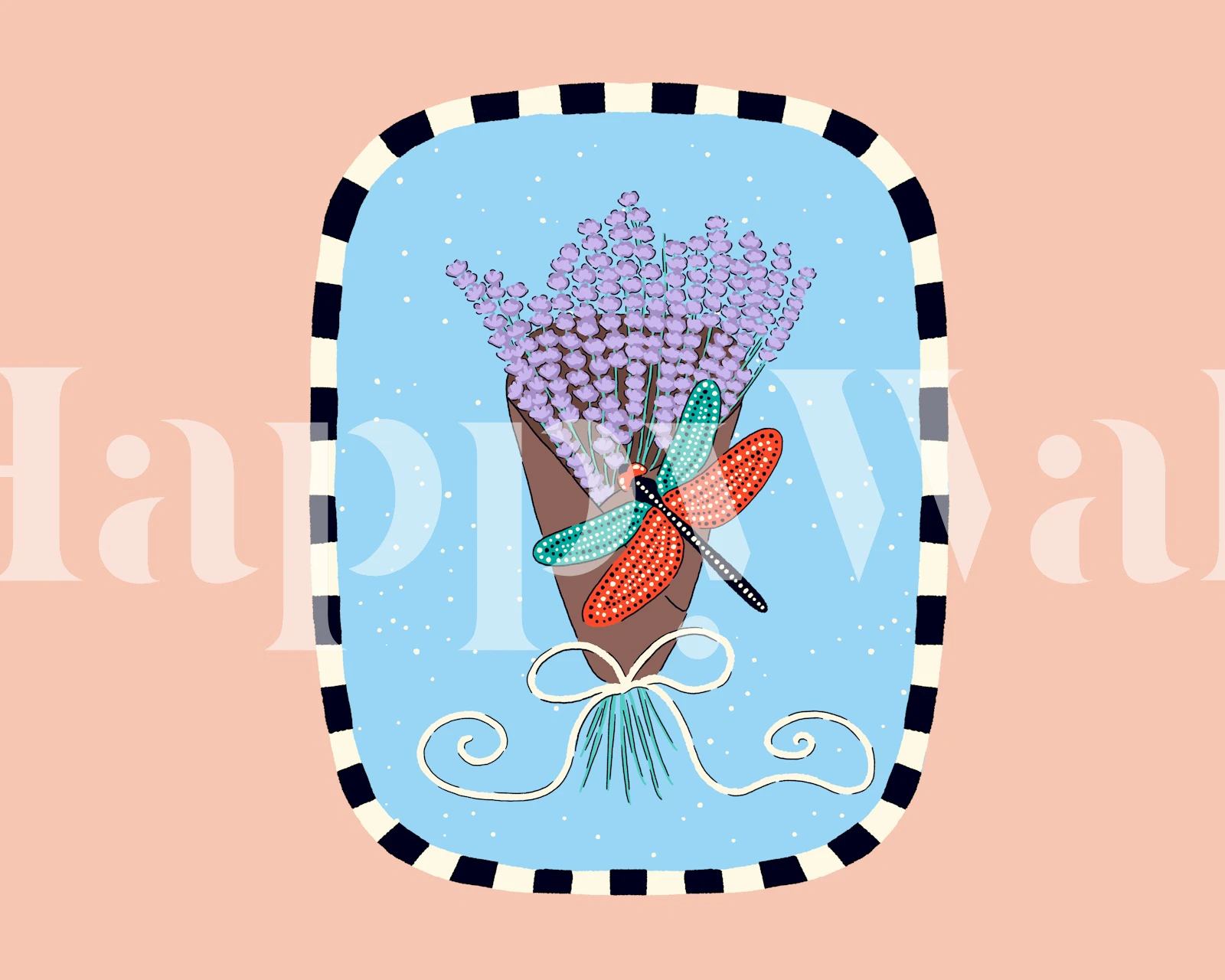 Lavender and Dragonfly Harmony wallpaper design