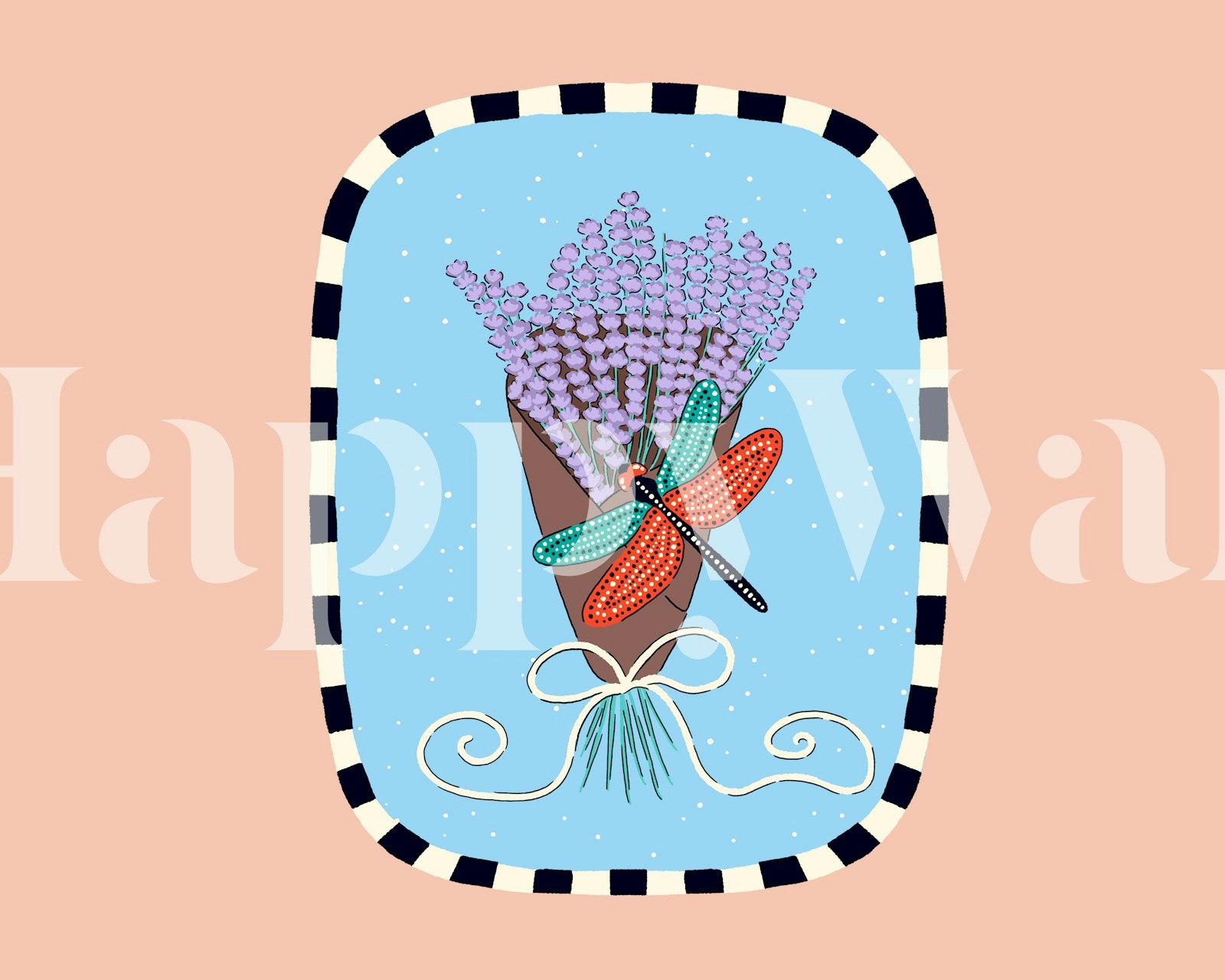 Lavender and Dragonfly Harmony tapetdesign