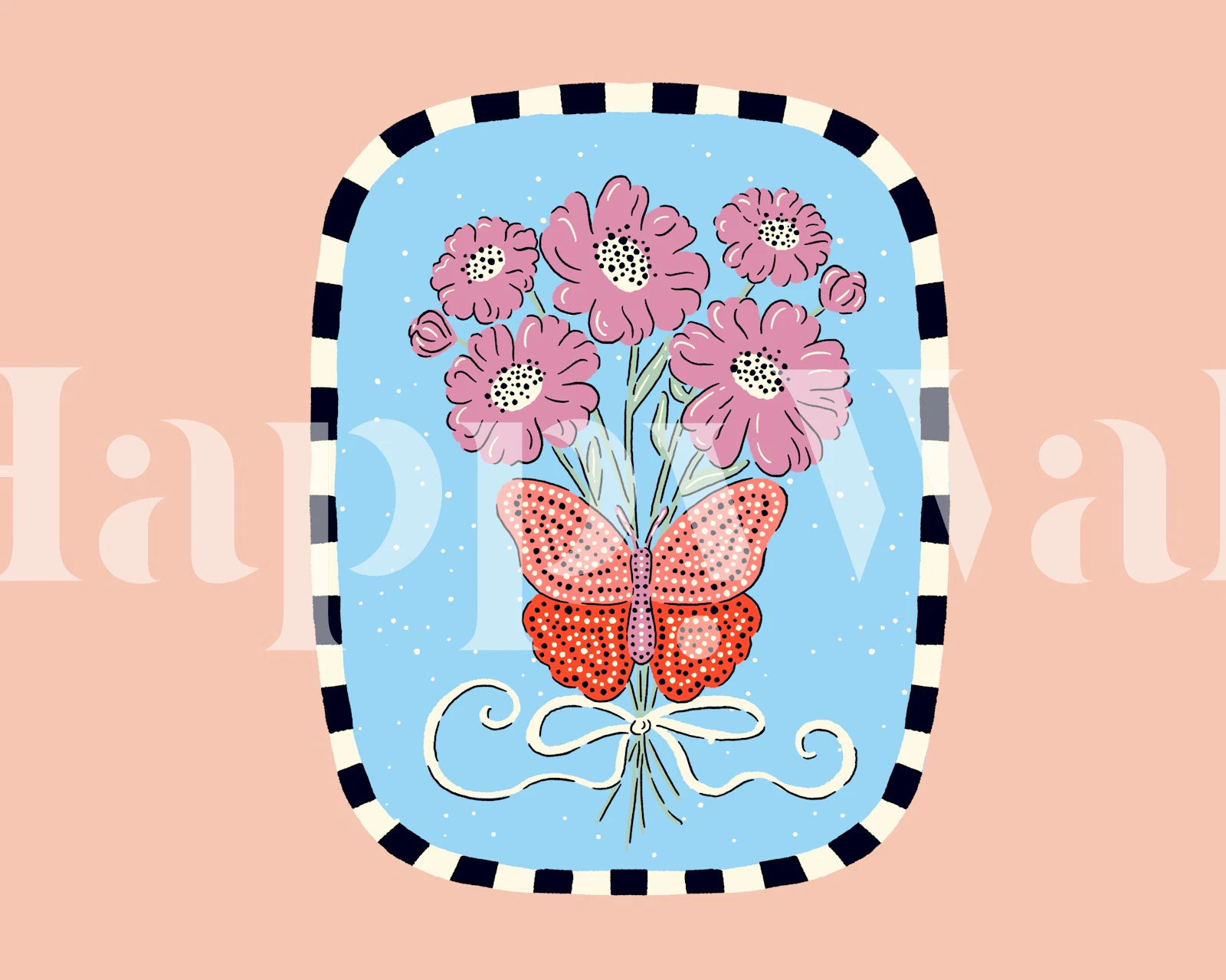 Butterfly and Blossoms wallpaper in a room