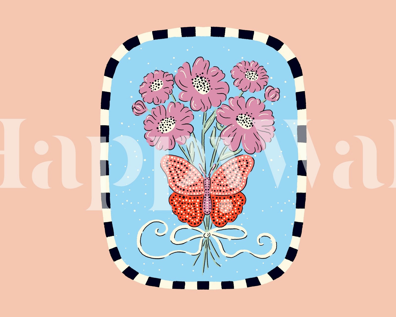 Butterfly and Blossoms wallpaper in a room