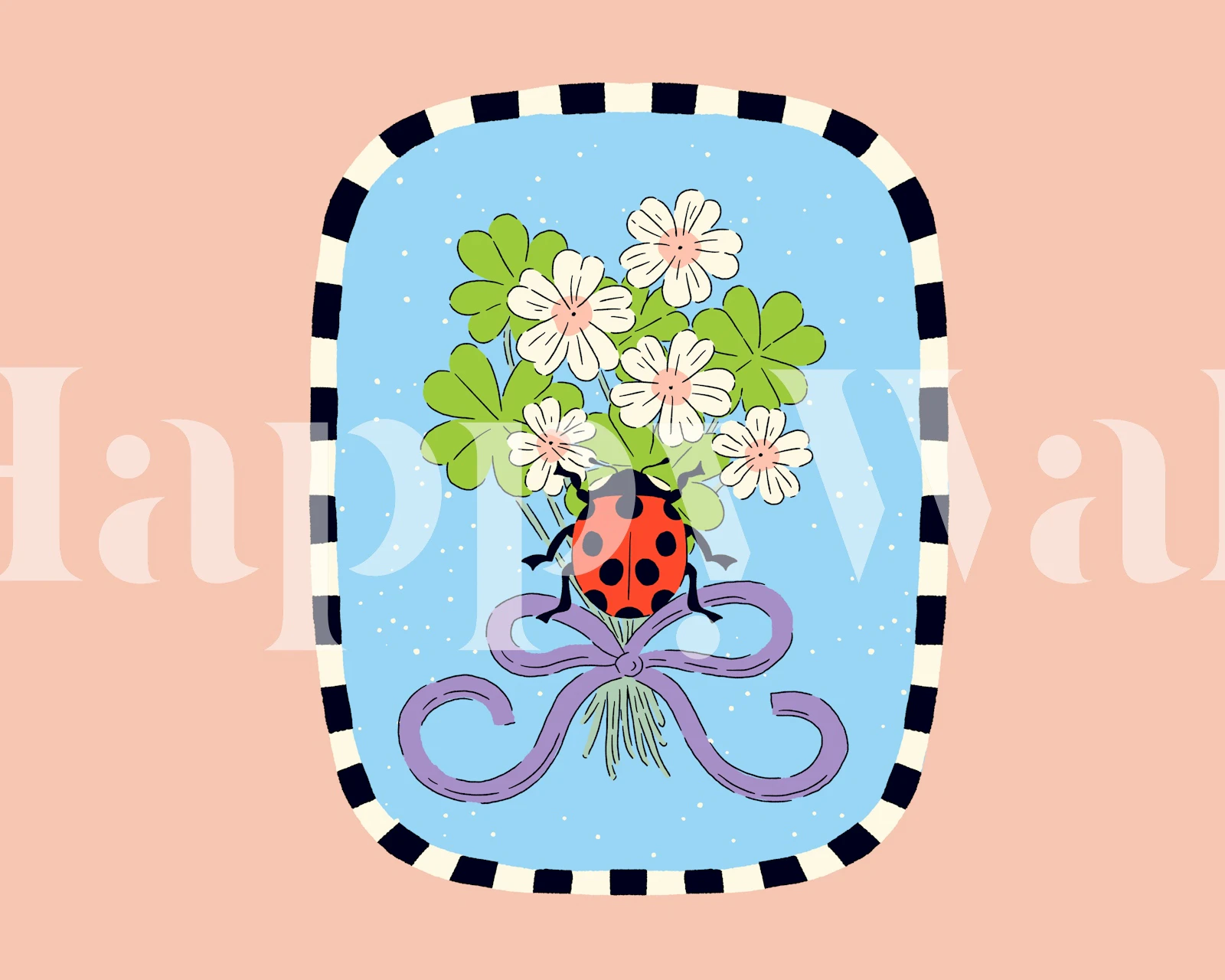 Charming ladybug florals wallpaper in a room