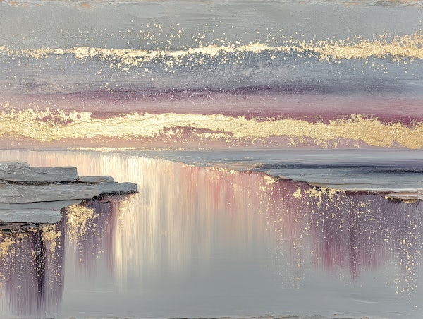 Tranquil Sunset Fractured Painting