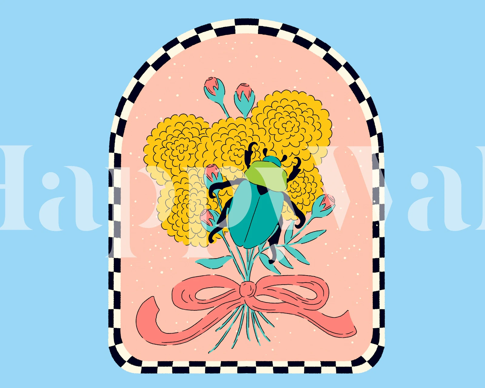 Garden Beetle Bliss wallpaper in a room