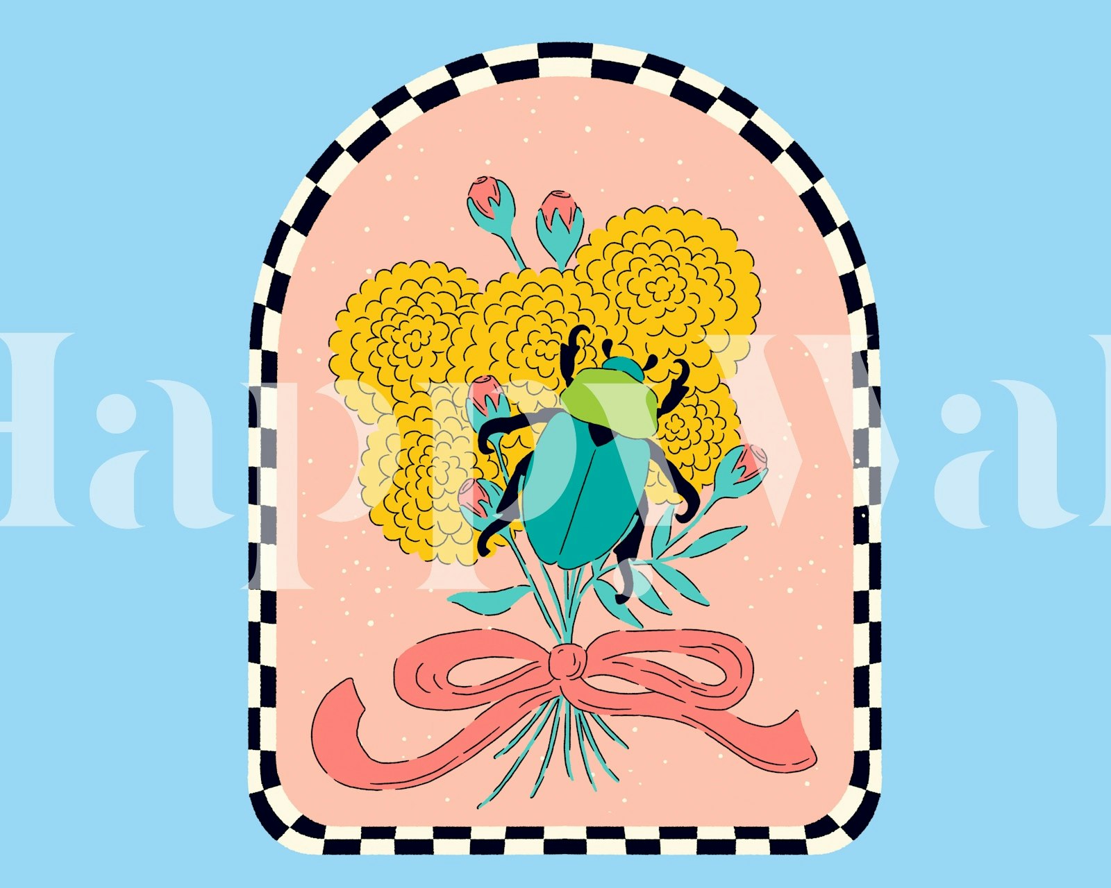 Garden Beetle Bliss wallpaper in a room