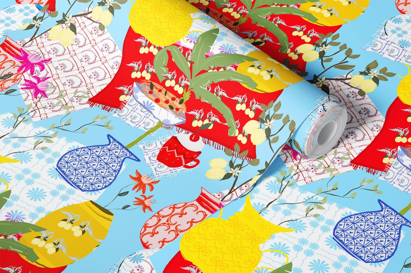 Mediterranean Vase Delight wallpaper roll