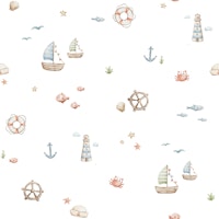 Marine Whimsy Small In White wallpaper