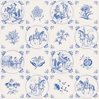 Cowboy Delft Dutch Tiles – Blue wallpaper