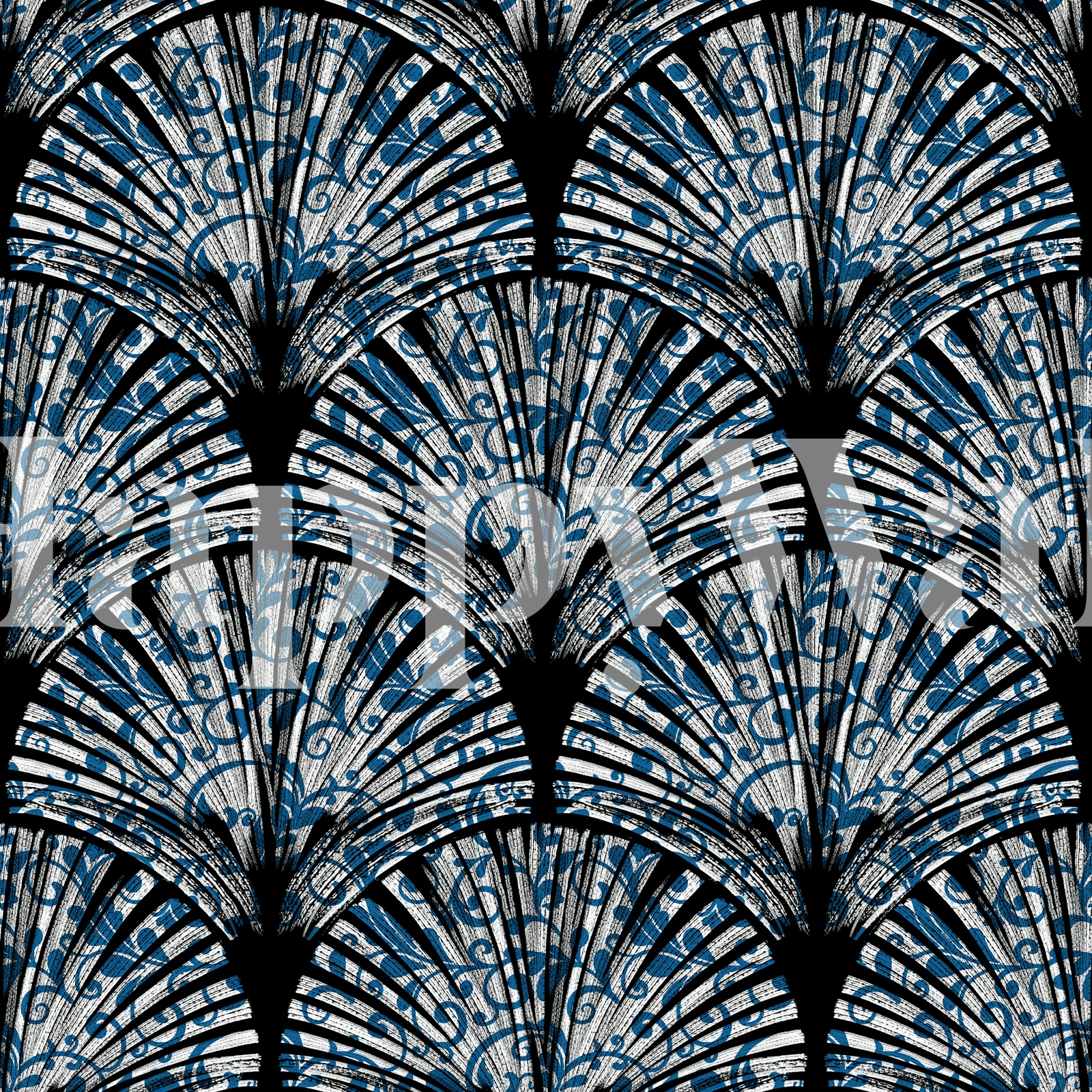 Art Deco Elegant Feather Scallops Wallpaper | happywall.com