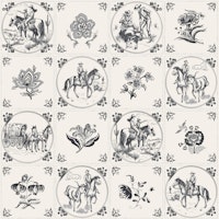 Cowboy Life Scene Tiles – Black wallpaper