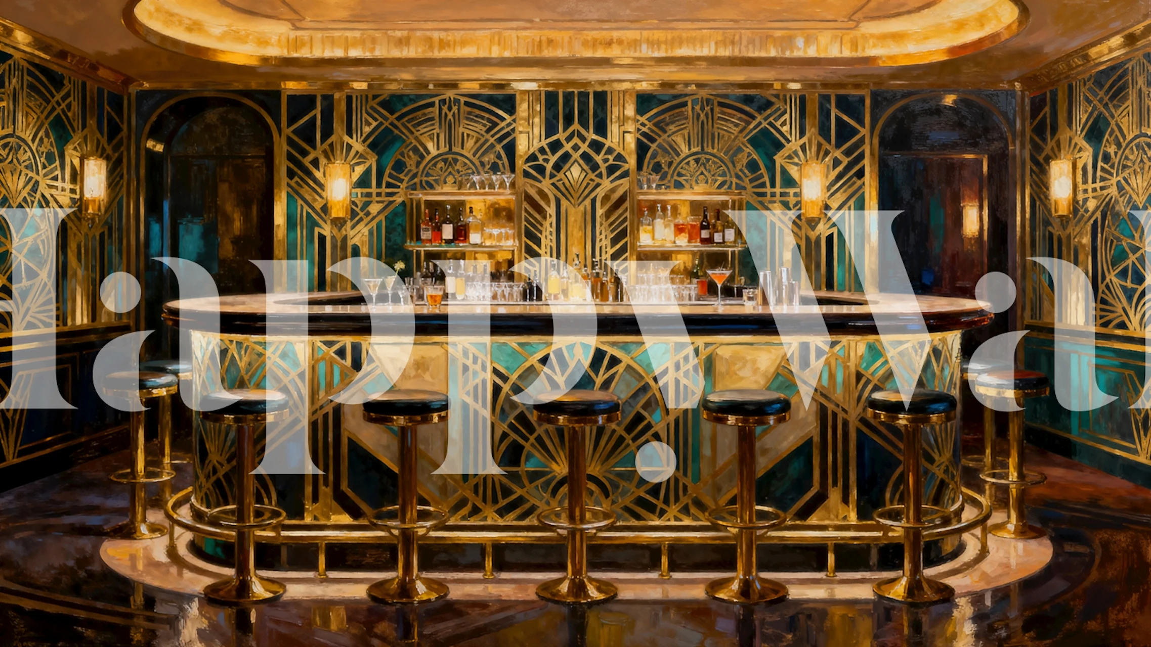 Art Deco Bar Elegance wallpaper displayed in a room