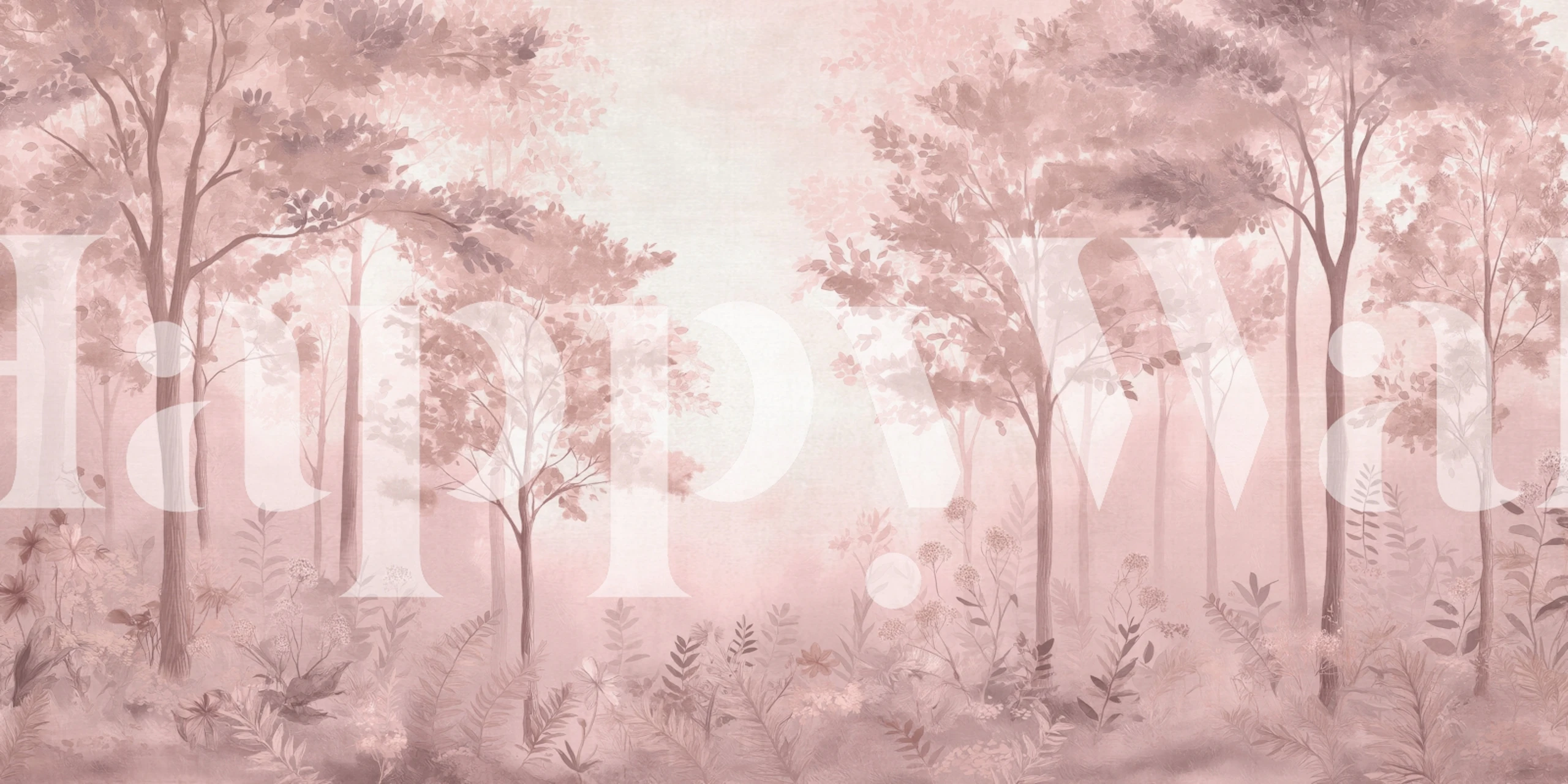 Tapeta Dusty rose Scandinavian forest w pokoju