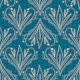 Boho Art Nouveau Folk Floral Teal Blue