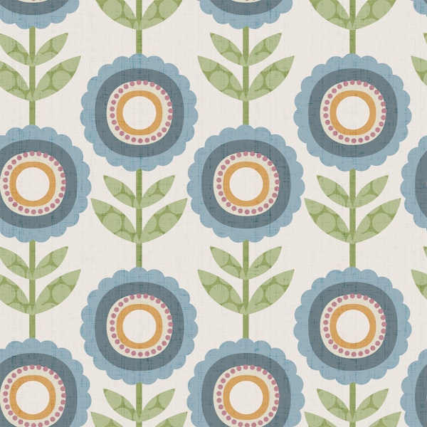 mid-century folk floral