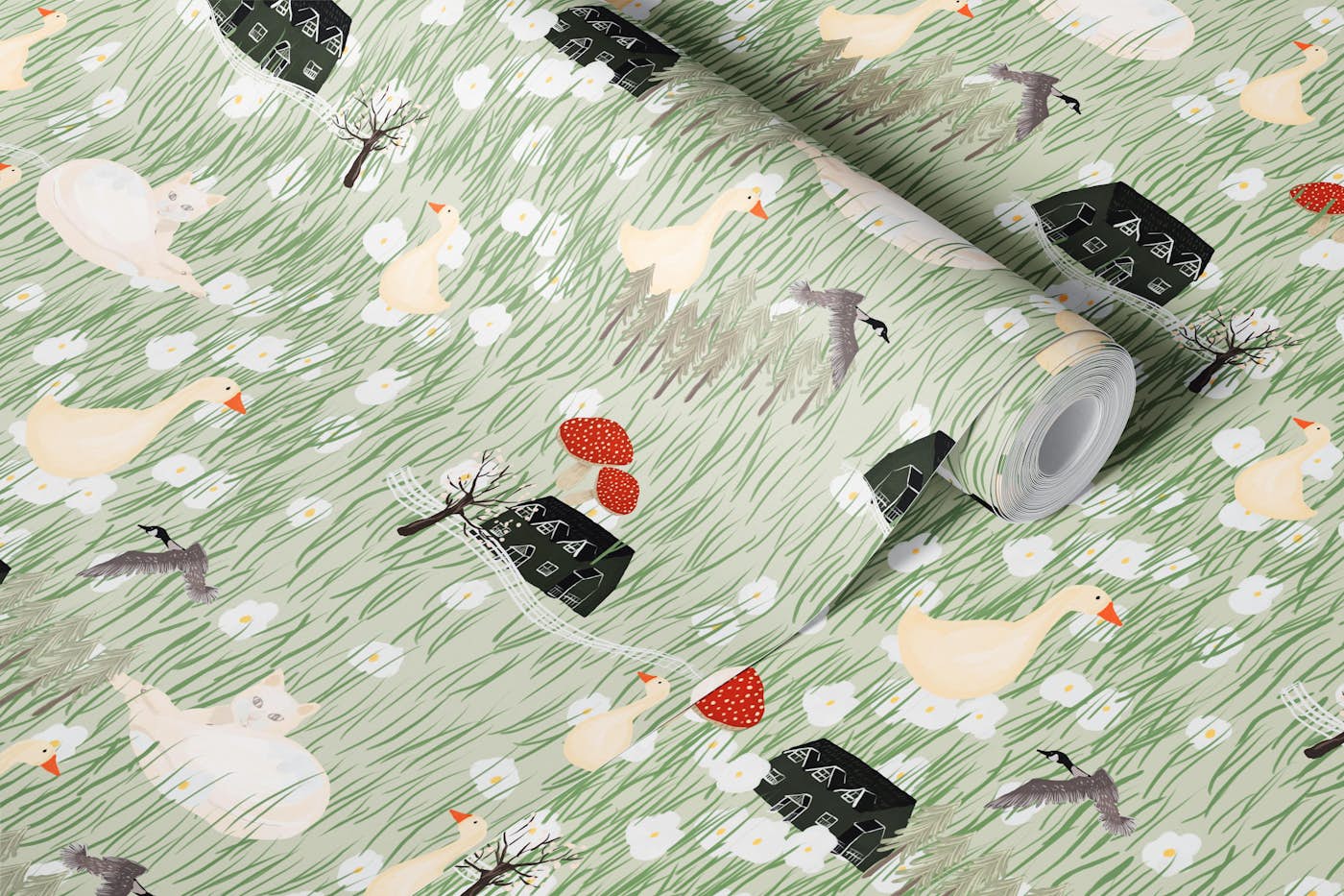 Scenic Farmhouse Serenity wallpaper roll