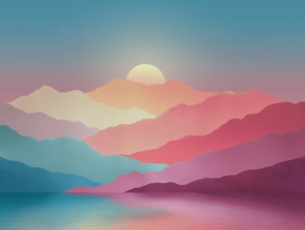 Sunset Over Pastel Mountains