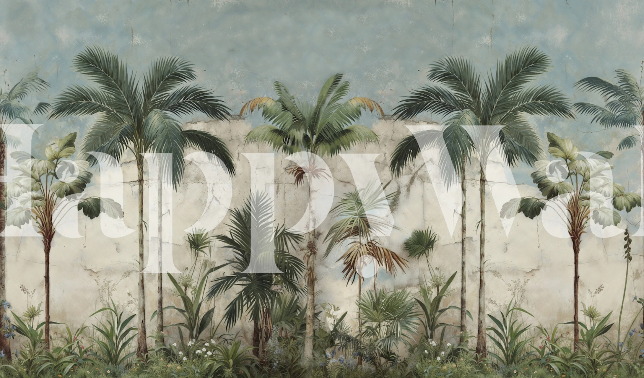 Tropical Oasis Dreamscape Tapete in einem Raum