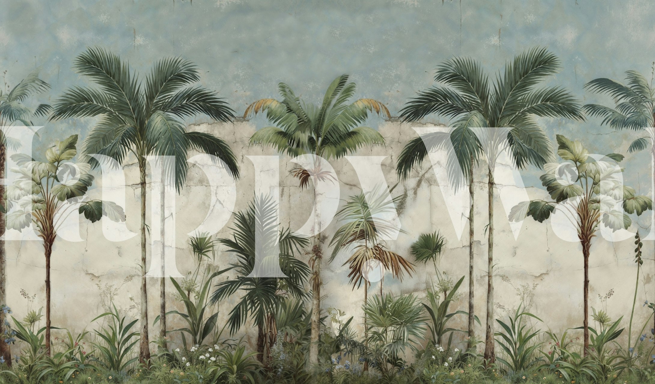 Tropical Oasis Dreamscape wallpaper in a room