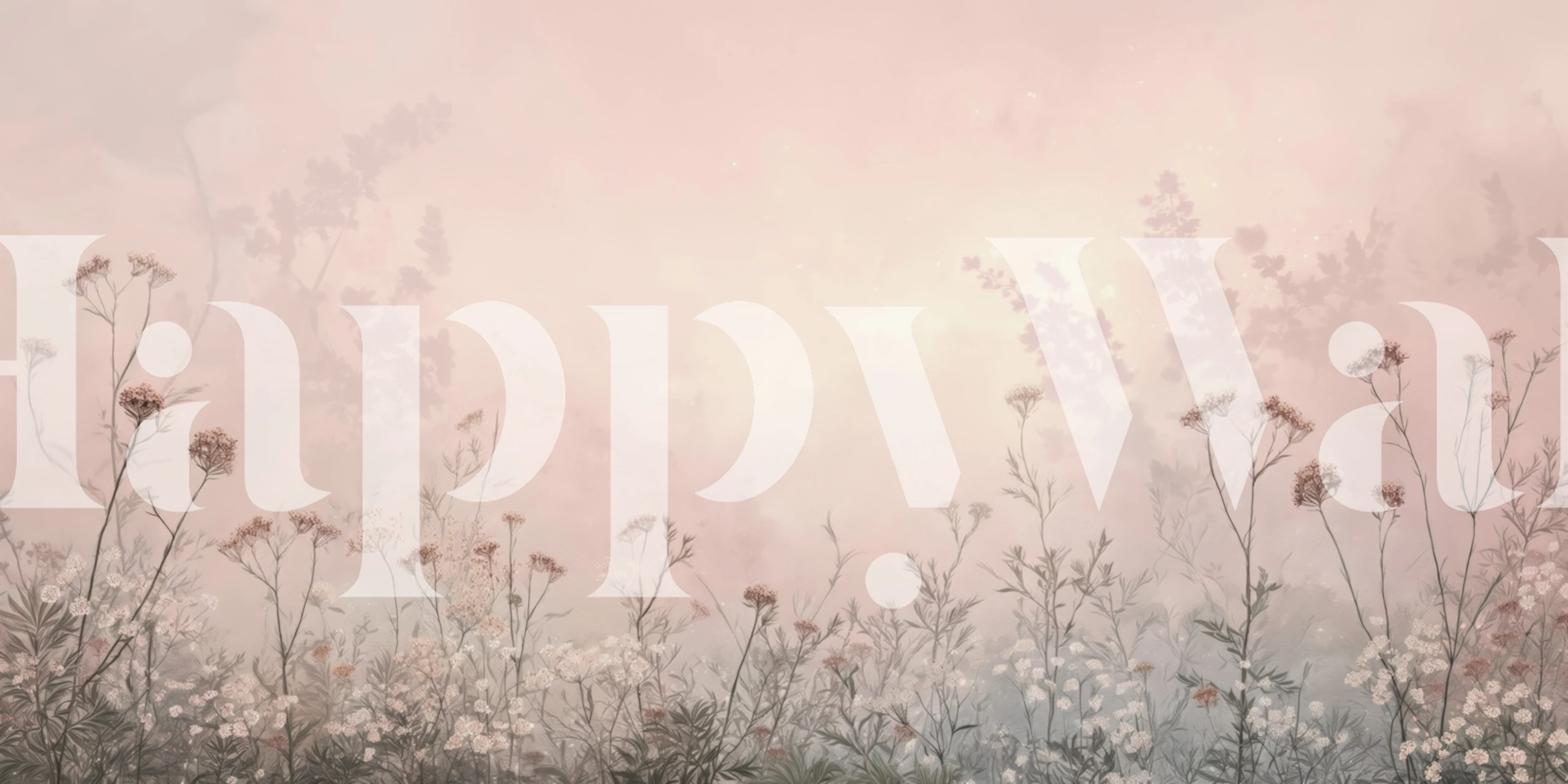 Misty rose floral wallpaper in een kamer