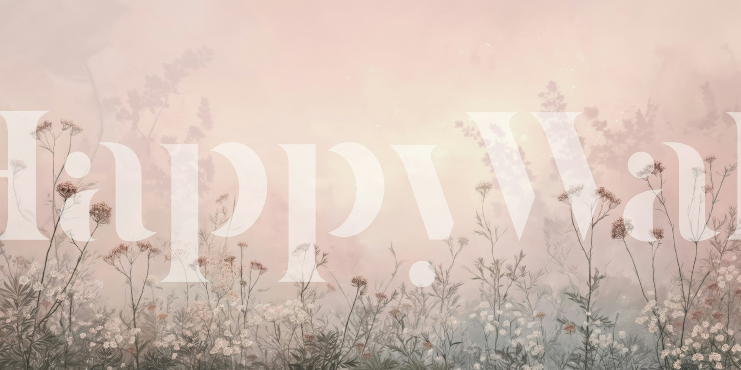 Misty rose floral wallpaper in a room